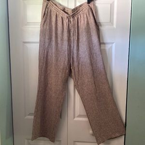 Linen stripe pant in taupe sz L